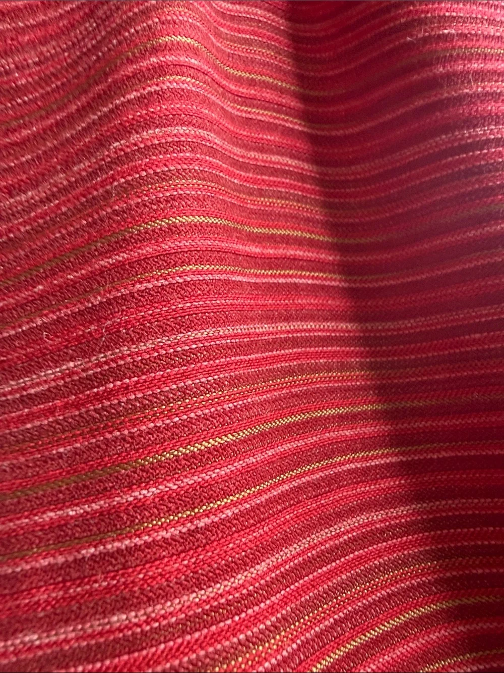Vintage 1970s Ribbed Knit Fabric Rust/Red Stripe 3.5 Yards x 58” Heavy Stretch